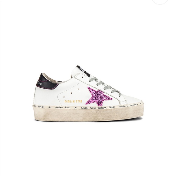 golden goose sneakers with pink star